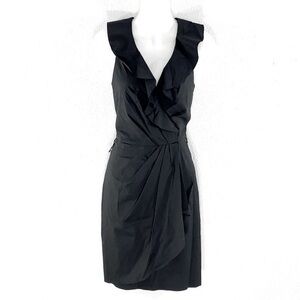 WHBM black faux wrap ruffle dress